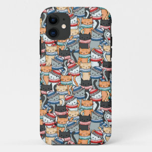 Cats in Winter Scarves & Hats Pattern Case-Mate iPhone Case
