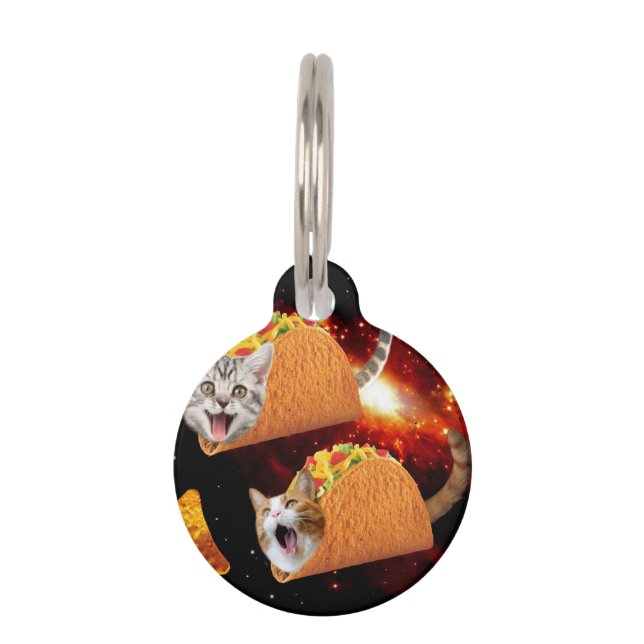 Cats inside space tacos pet tag (Front)