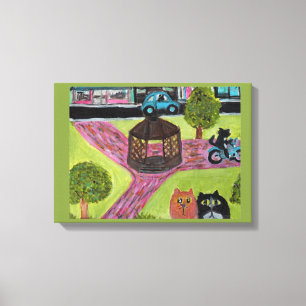 Cats Inside Town Square Canvas Print