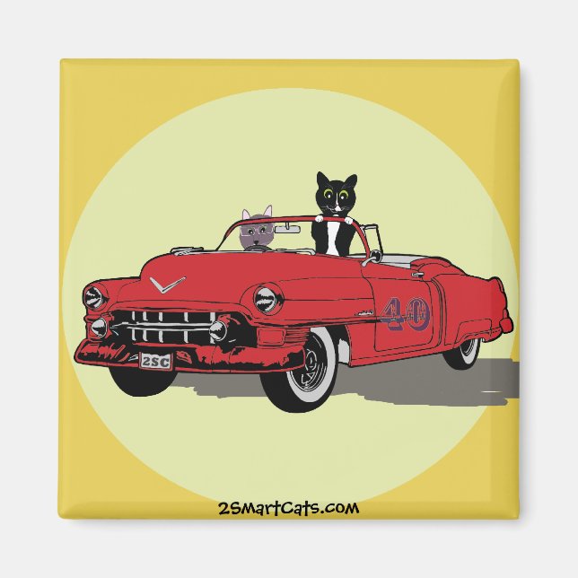 Cats Joy Riding Square Magnet (Front)