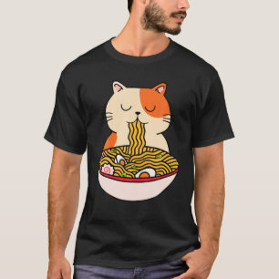 Cats Kawaii Eating Ramen Japanese Aesthetic T-Shirt