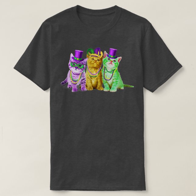 Cats Kitten Kitty Mardi Gras Festival Party Cat Lo T-Shirt (Design Front)