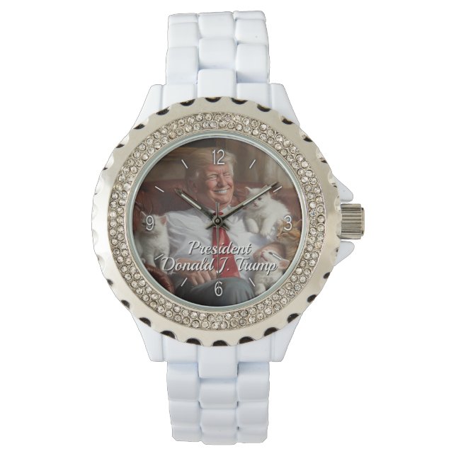 Cats Kittens Womens President Donald J. Trump 2024 Watch (Front)