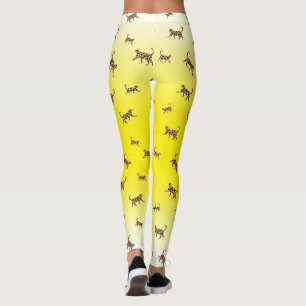 Cats Kitty leopard skin pattern yellow gradiant Le Leggings