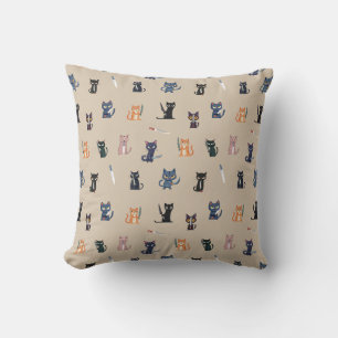 Cats & Knives Throw Pillow