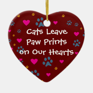 Cats Leave Paw Prints on Our Hearts Ceramic Tree Decoration