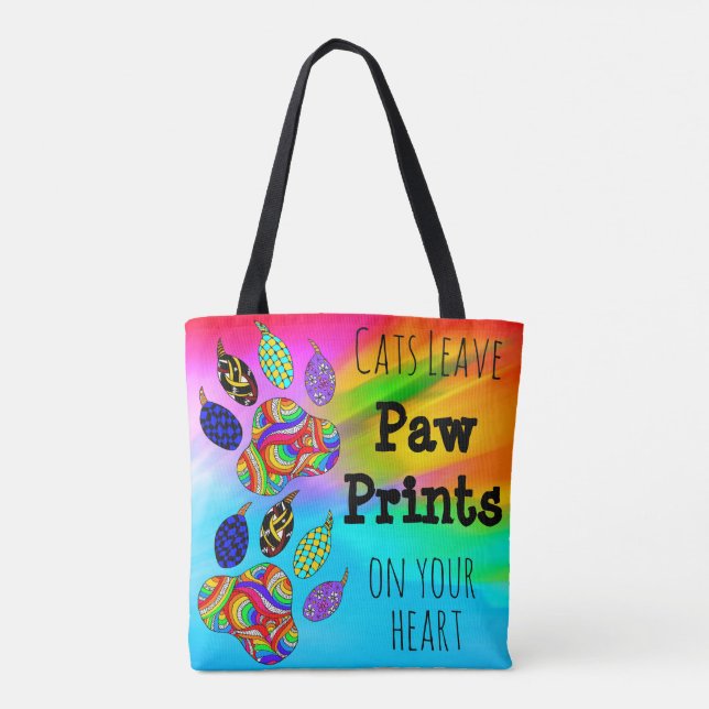 Cats Leave Paw Prints on Your Heart Tote Bag (Back)