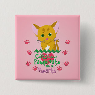 Cats Leave Pawprints 15 Cm Square Badge