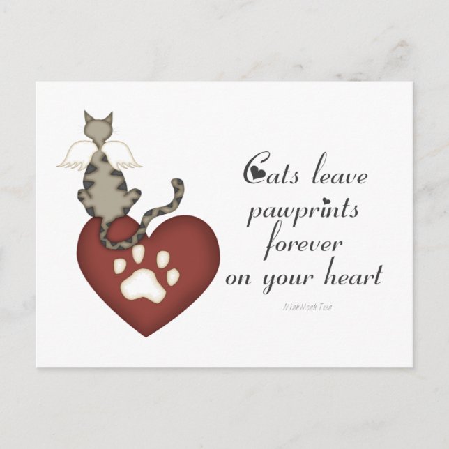 Cats Leave Pawprints On Your Heart Postcard (Front)