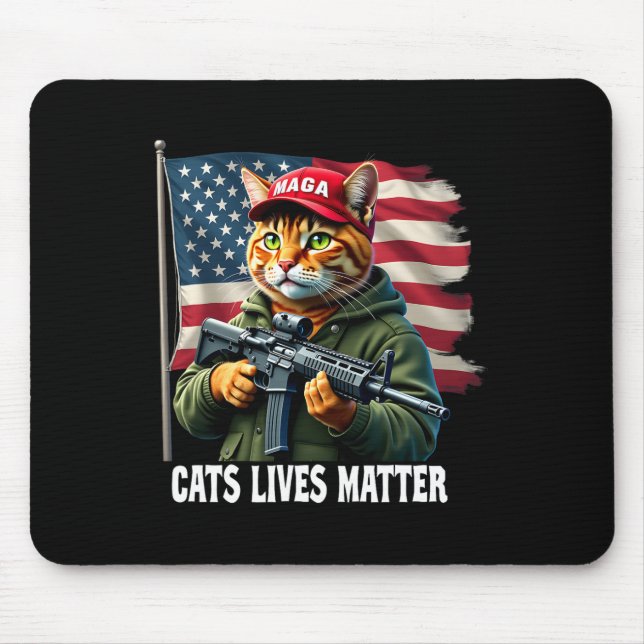 Cats Lives Problem Funny Trump 2024 Cat Voting Tru Mouse Pad (Front)