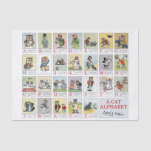 Cats, Louis Wain (Background Colour Changeable) Tissue Paper
