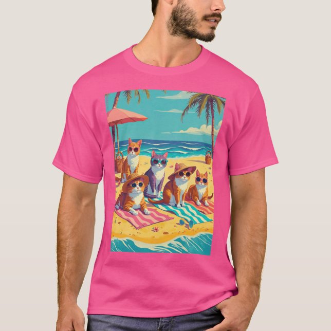 Cats Lounging on the Beach friends T-Shirt (Front)