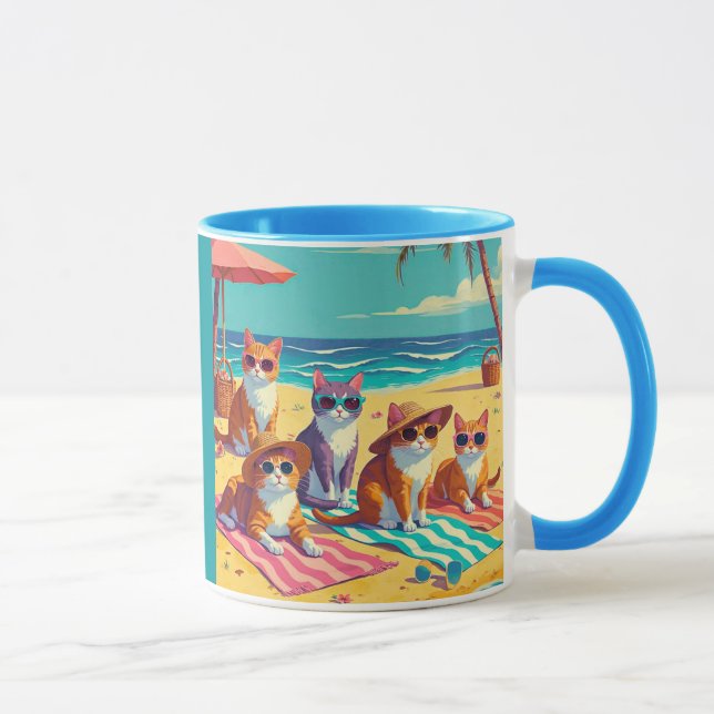 Cats Lounging on the Beach Mug (Right)