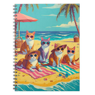 Cats Lounging on the Beach Notebook