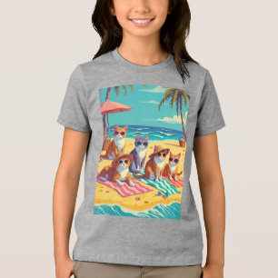 Cats Lounging on the Beach Tri-Blend Shirt