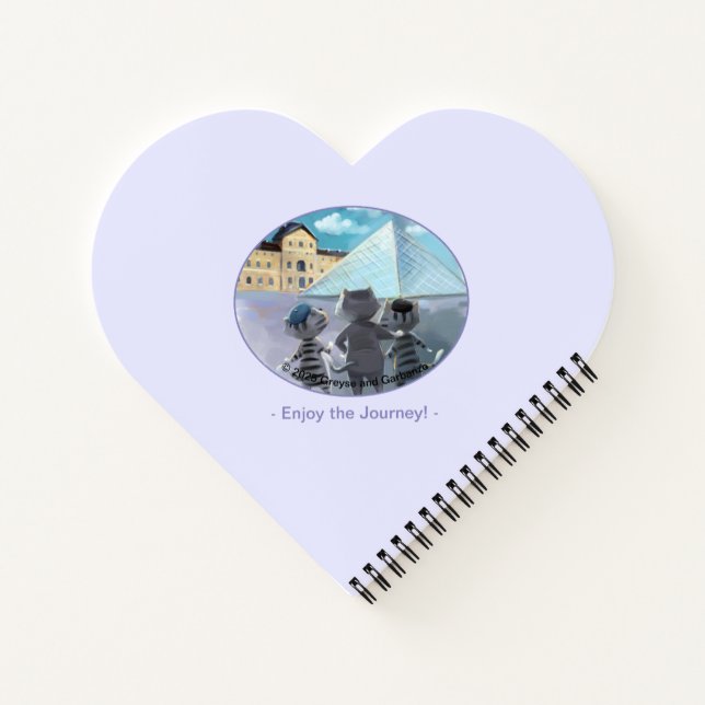 Cats Louvre Paris - Enjoy Heart Shaped Notebook (Back)