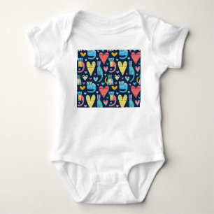 Cats Love: Colourful Vintage Seamless Baby Bodysuit
