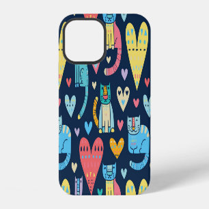 Cats Love: Colourful Vintage Seamless iPhone 12 Case
