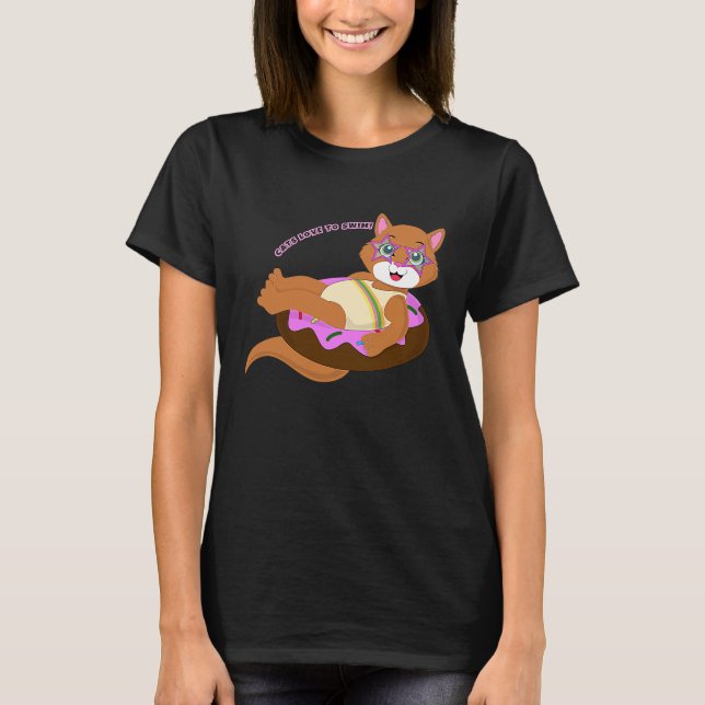cats love to swim summer T-Shirt (Front)
