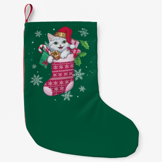 Cats Lover Christmas Funny Cats Owner Small Christmas Stocking (Front)