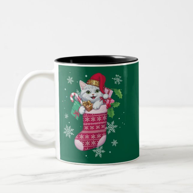 Cats Lover Christmas Funny Cats Owner Two-Tone Coffee Mug (Left)