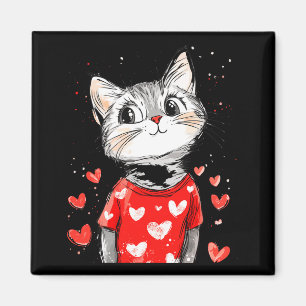 Cats Lover Heart Girls Kitten Valentine’s Day Wome Magnet