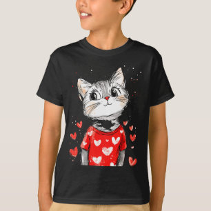 Cats Lover Heart Girls Kitten Valentine’s Day Wome T-Shirt