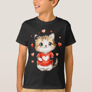 Cats Lover Heart Girls Kitten Valentine’s Day Wome T-Shirt