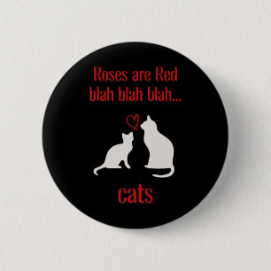 Cats Lover Rose And Red Valentine 6 Cm Round Badge