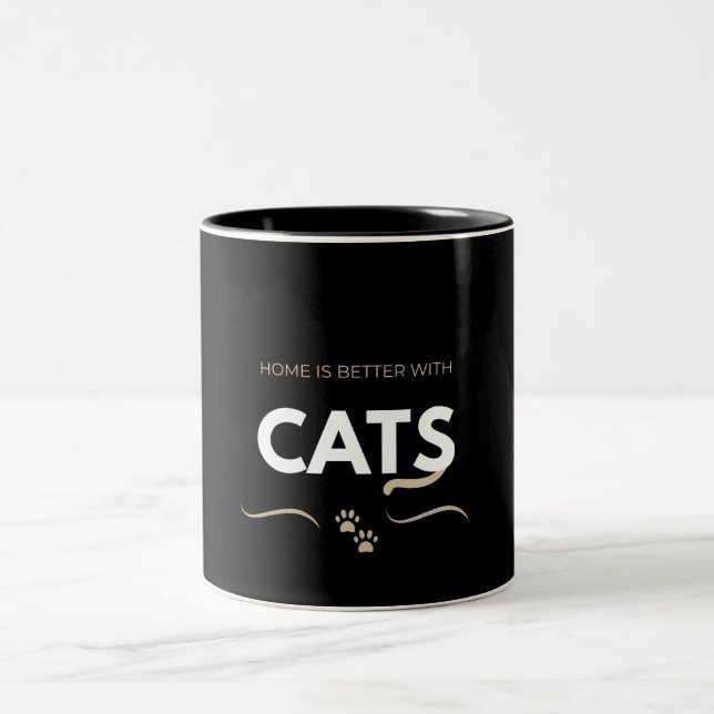 Cats Make Life Better Cute Cat Lover Two-Tone Coffee Mug (Center)