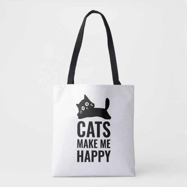 Cats make me happy tote bag (Front)