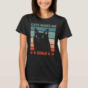 Cats Make Me Smile Motivational Quote Cat Mum Insp T-Shirt