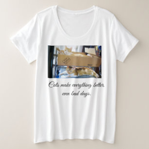 Cats Makes Everything Better Front Back Heart Paw Plus Size T-Shirt