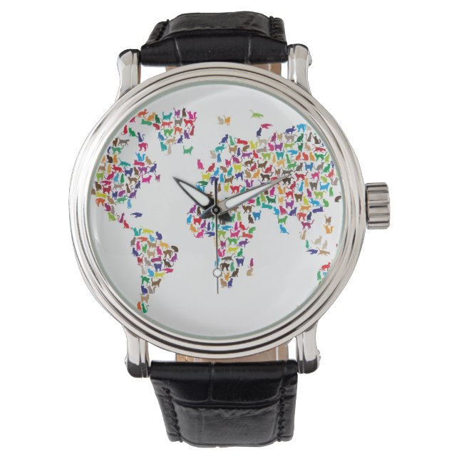 Cats Map of the World Map Watch (Front)