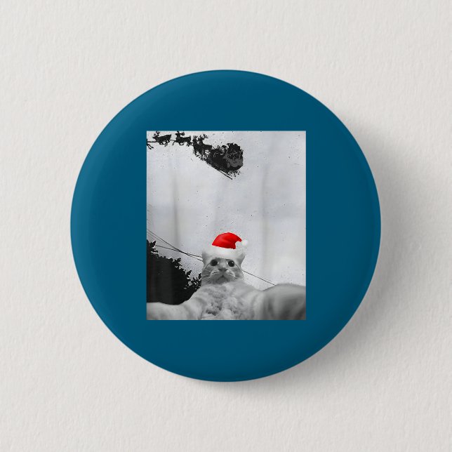 Cats Meme Funny Cat Selfie With Santa Hat Christma 6 Cm Round Badge (Front)