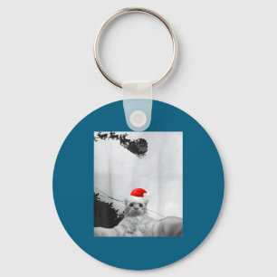 Cats Meme Funny Cat Selfie With Santa Hat Christma Key Ring