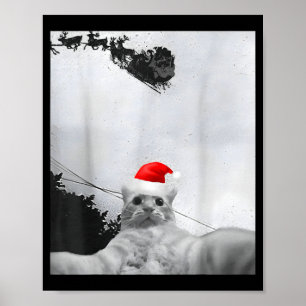 Cats Meme Funny Cat Selfie With Santa Hat Christma Poster