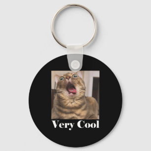 Cats Meme Graphic Silly Cat Humor Funny Cat Very C Key Ring