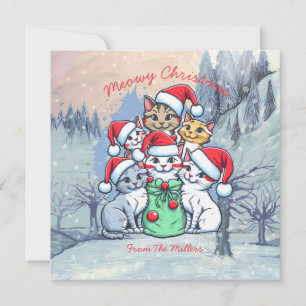 Cats Merry Christmas, Meowy Christmas, Funny Gift Invitation