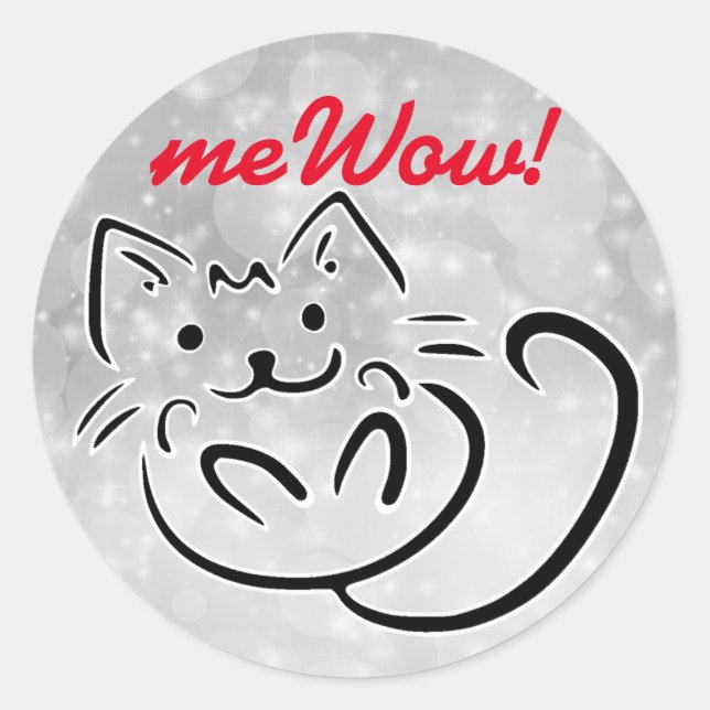 Cat's meWOW Sparkle Customisable Good Job Sticker (Front)