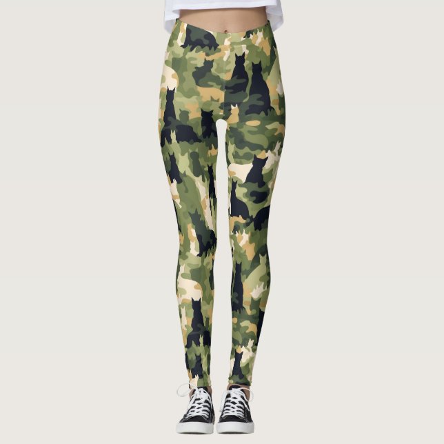 Cats Military Camouflage Leggings (Front)