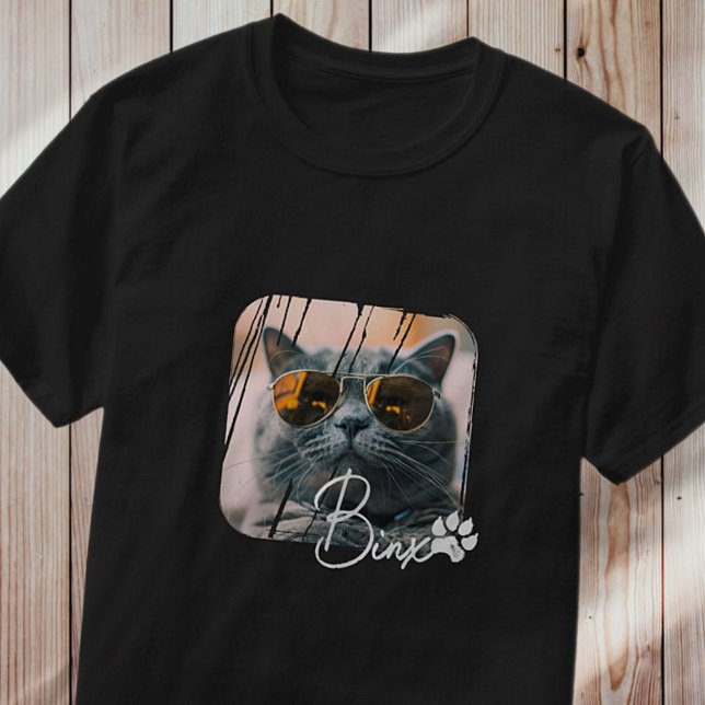 Cat's Modern Simple Cool Grunge Name and Photo T-Shirt (Creator Uploaded)