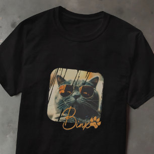Cat's Modern Simple Cool Grunge Name and Photo T-Shirt