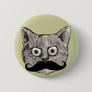 cat's moustache 6 cm round badge