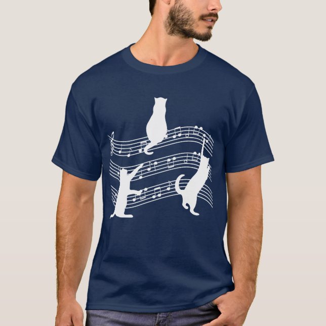 Cats Music Notes T-Shirt (Front)