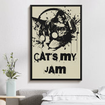 Cat's my jam, funny trendy cool music cat