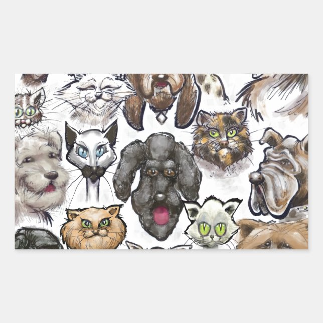 Cats n Dogs Rectangular Sticker (Front)
