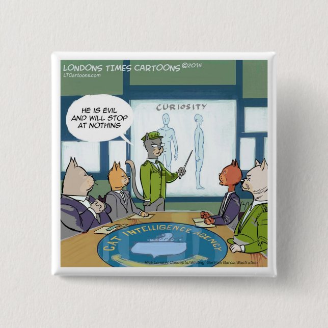 Cats Natural Enemy Funny 15 Cm Square Badge (Front)
