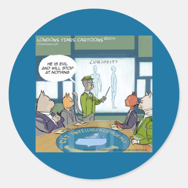 Cats Natural Enemy Funny Classic Round Sticker (Front)