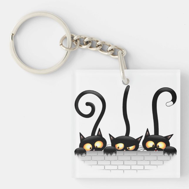 Cats Naughty, Playful and Funny Characters Key Ring (Front)